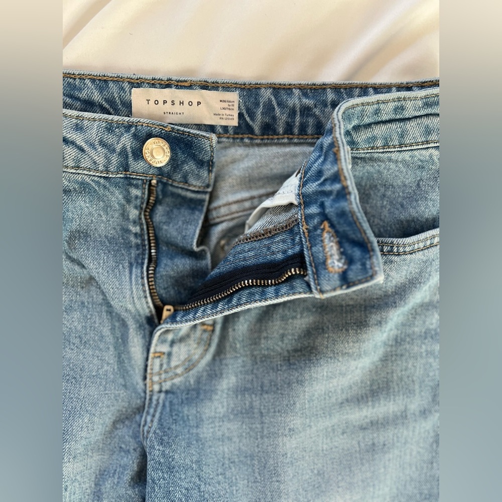 Topshop cropped raw cut straight denim jeans - Picture 3 of 4
